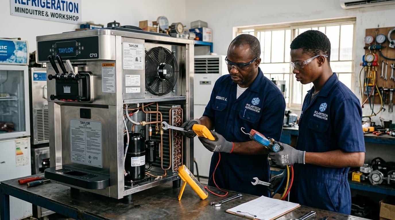 Cremier Dela Certified Nigerian Technicians Servicing Commercial Soft Serve Machine